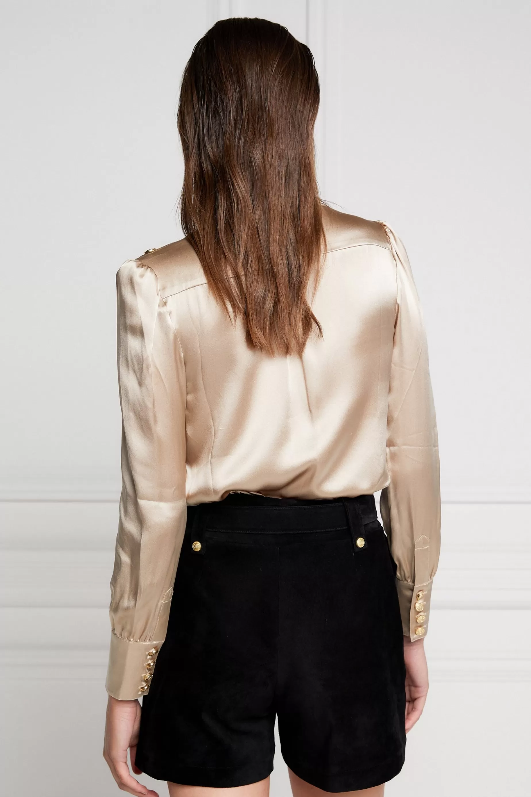 Holland Cooper Shirts & Blouses | Back In Stock>Silk V-Neck Blouse Champagne