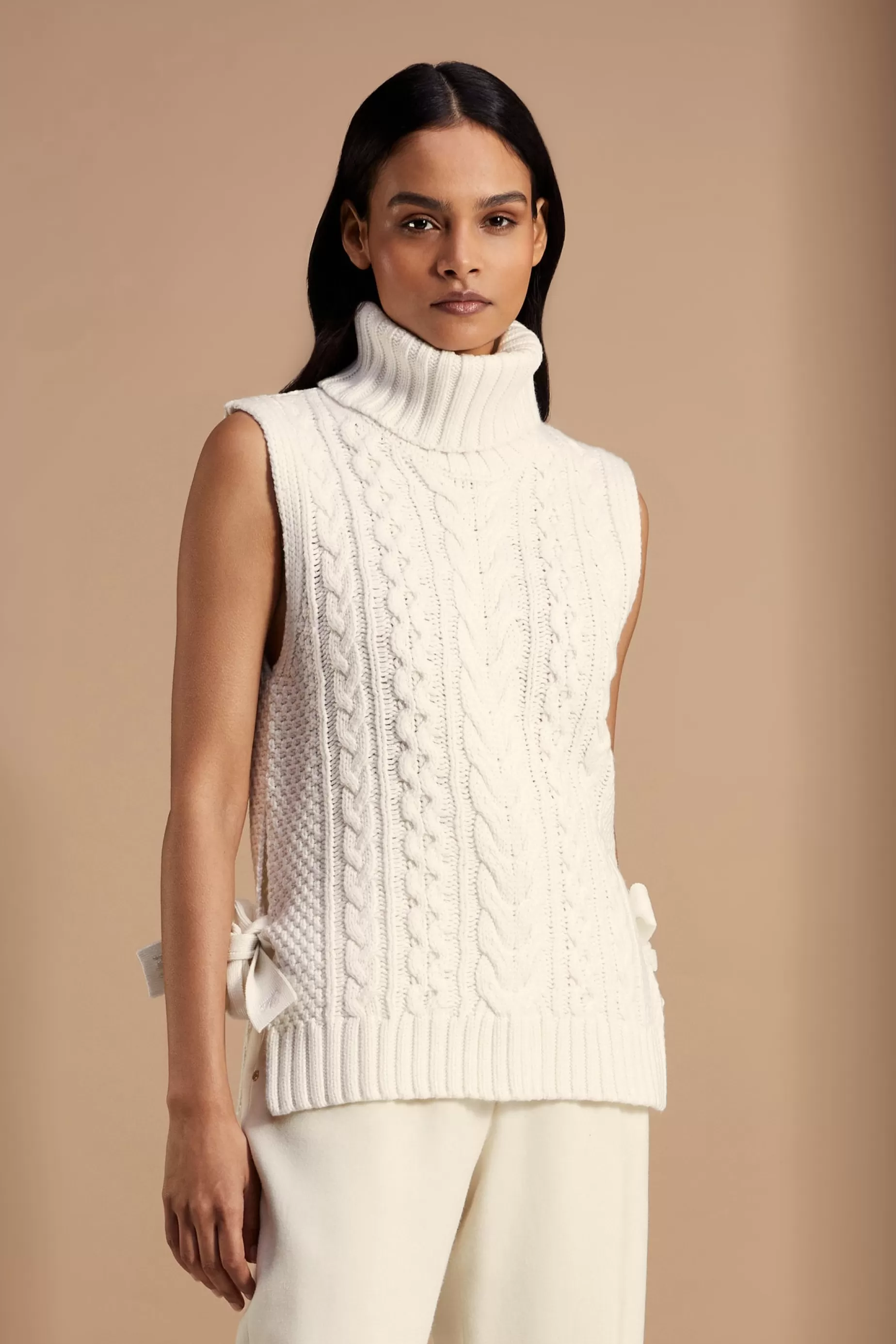 Holland Cooper Knitwear>Sleeveless Knit Natural