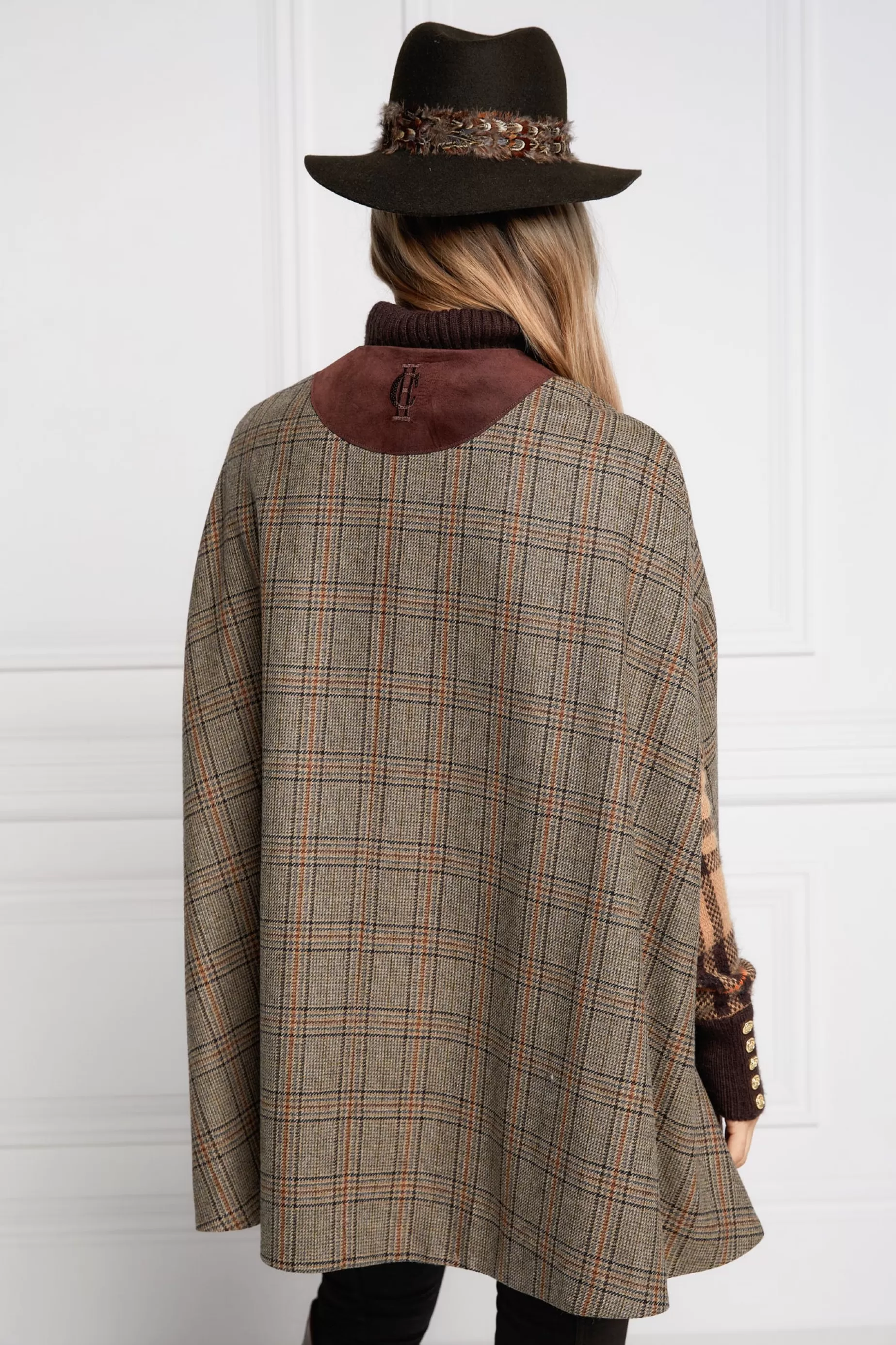 Holland Cooper Capes>Slim Cape Bourbon Tweed