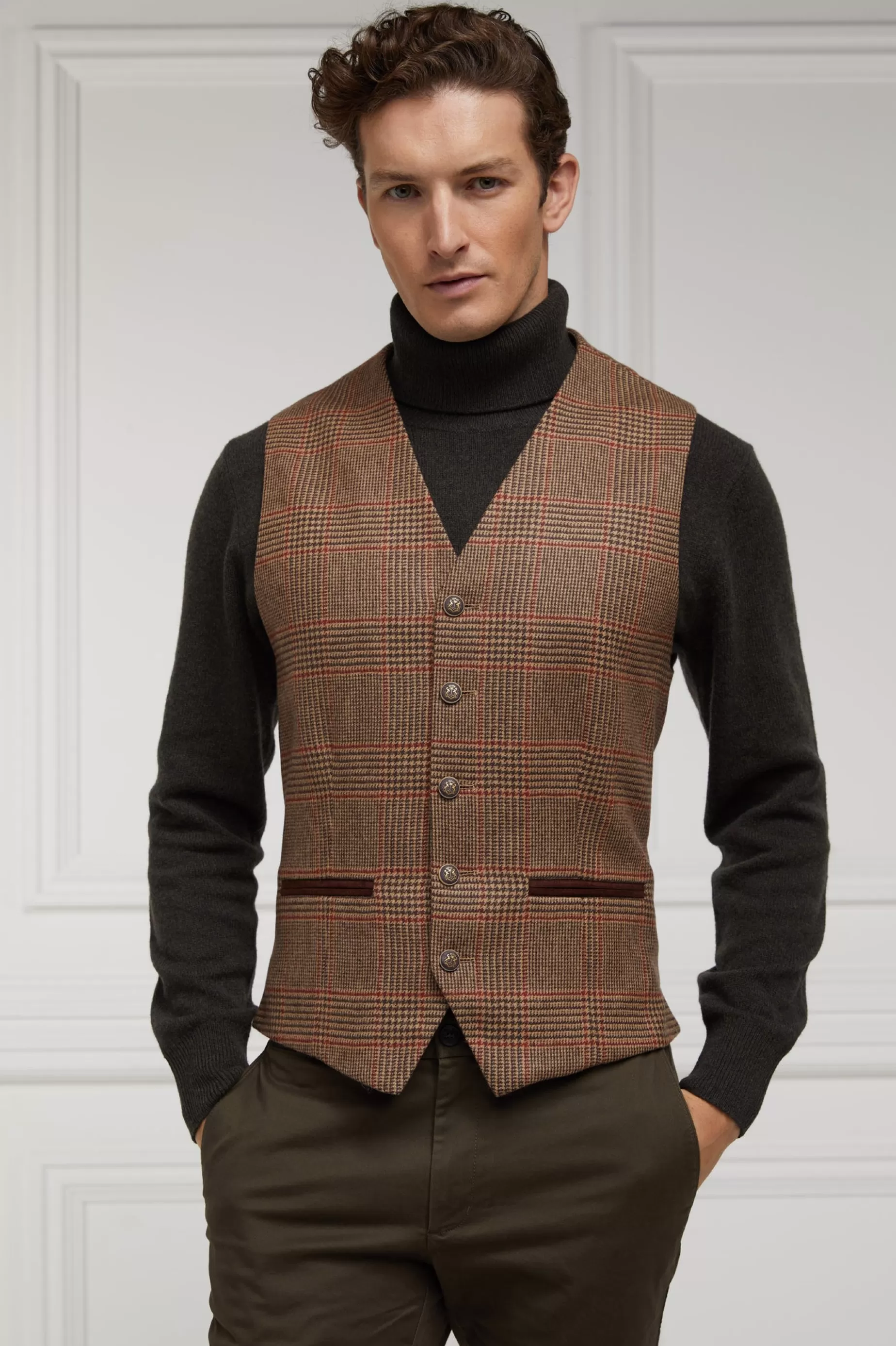 Holland Cooper Waistcoats | Tailoring>St James Waistcoat Clarence Check Merlot