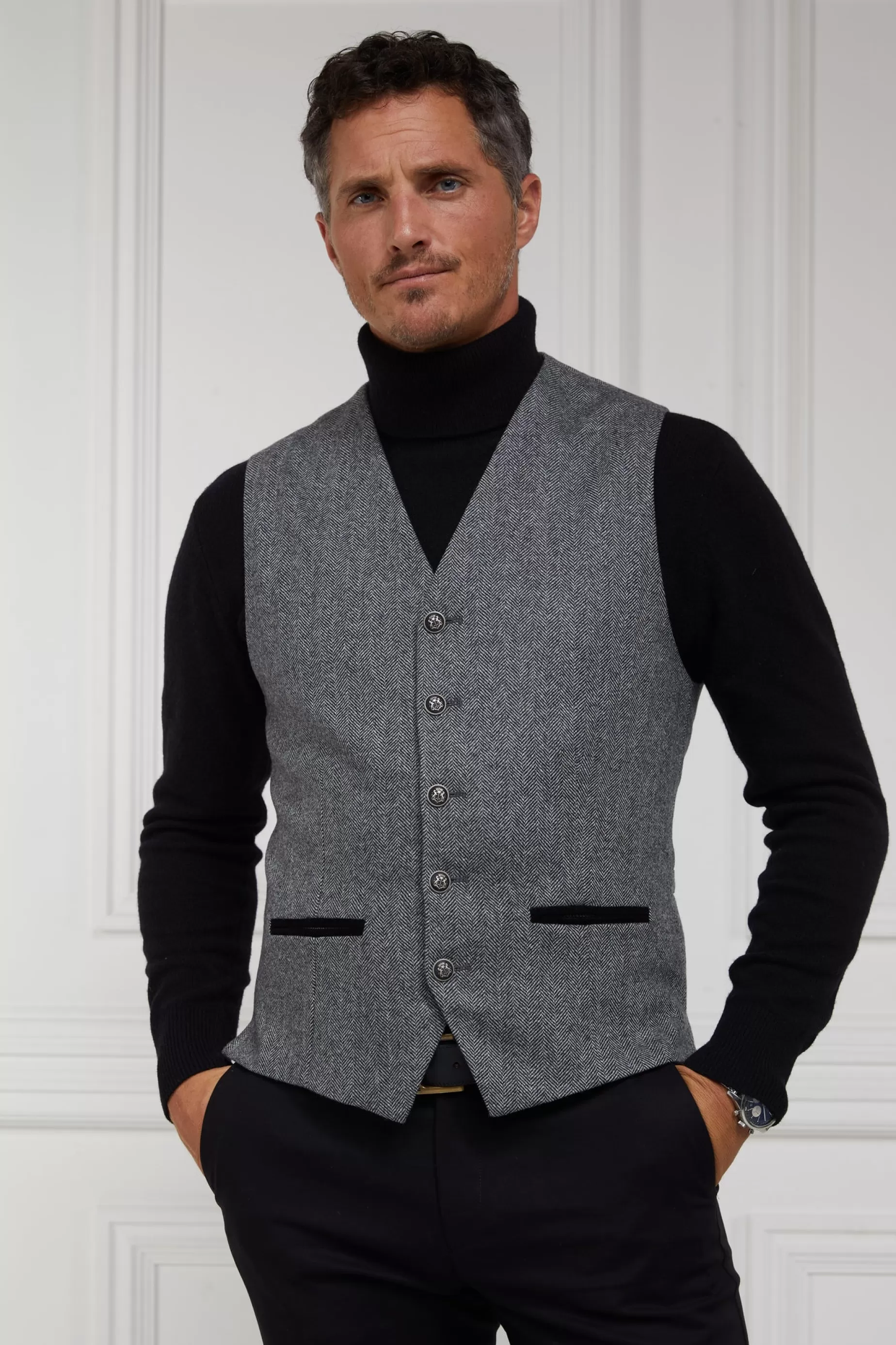 Holland Cooper Shop By Product | The City Break Edit>St James Waistcoat Mono Herringbone