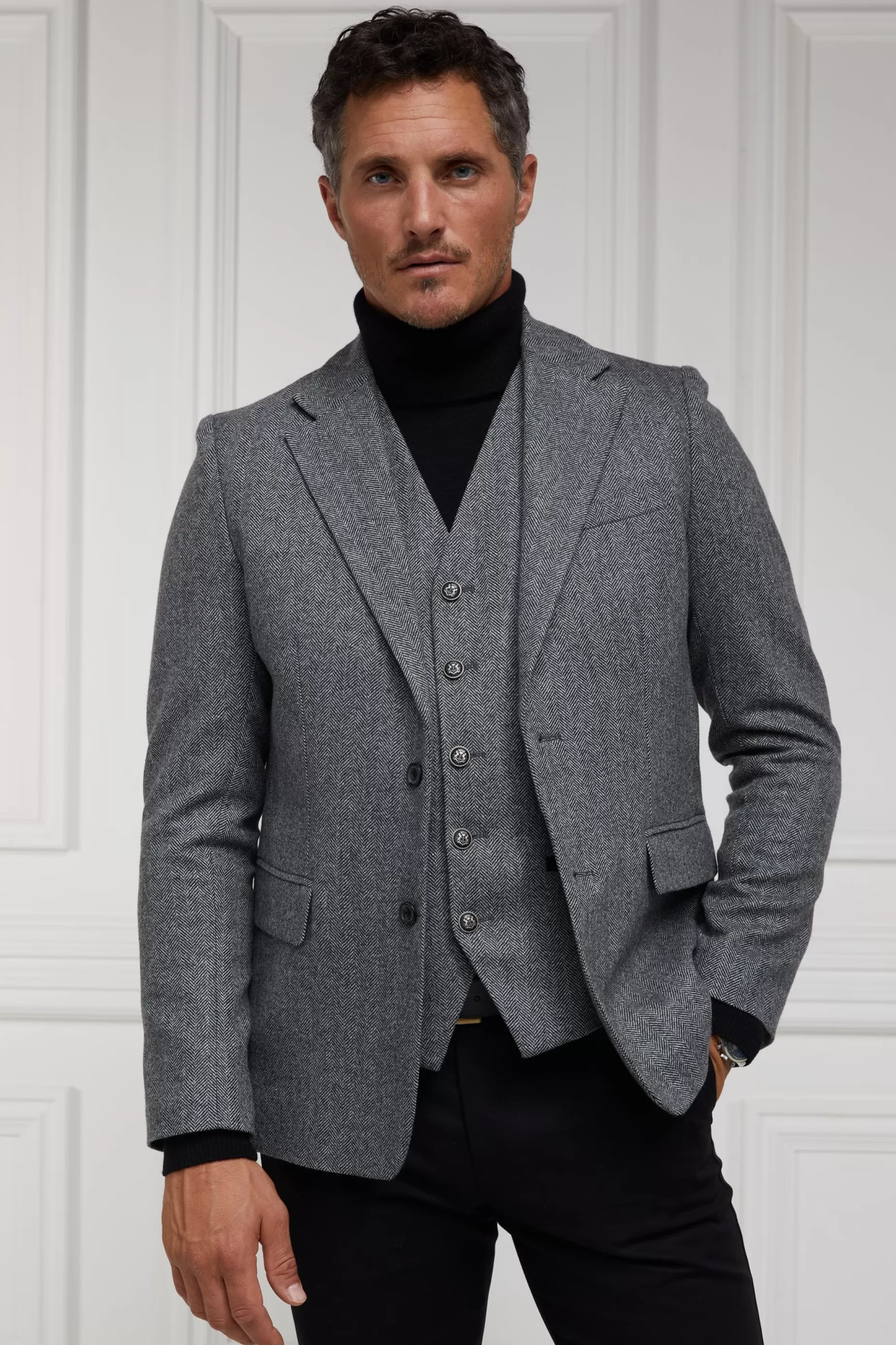 Holland Cooper Shop By Product | The City Break Edit>St James Waistcoat Mono Herringbone