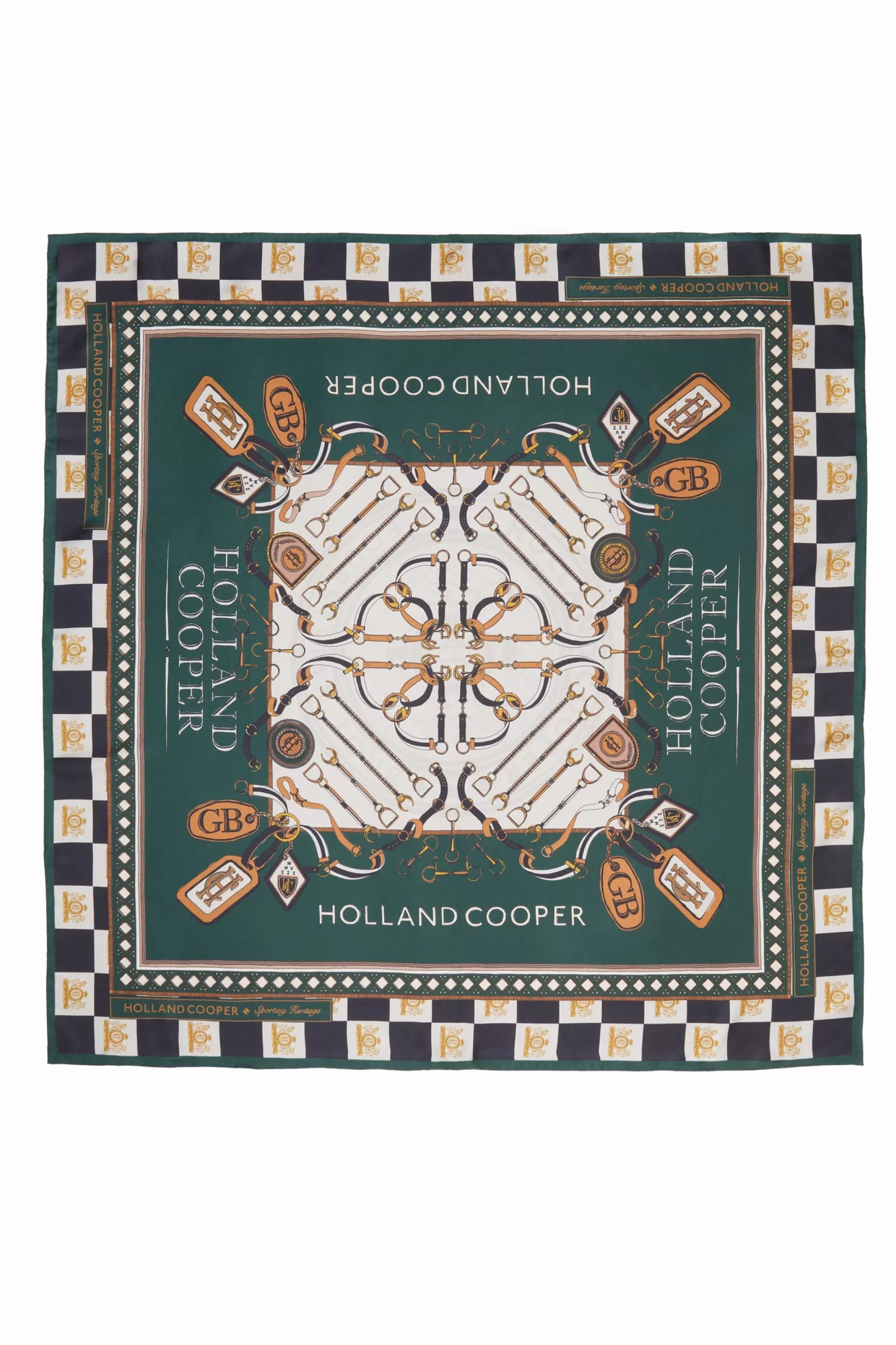 Holland Cooper Scarves | Scarves>Stirrup Silk Scarf Black Emerald