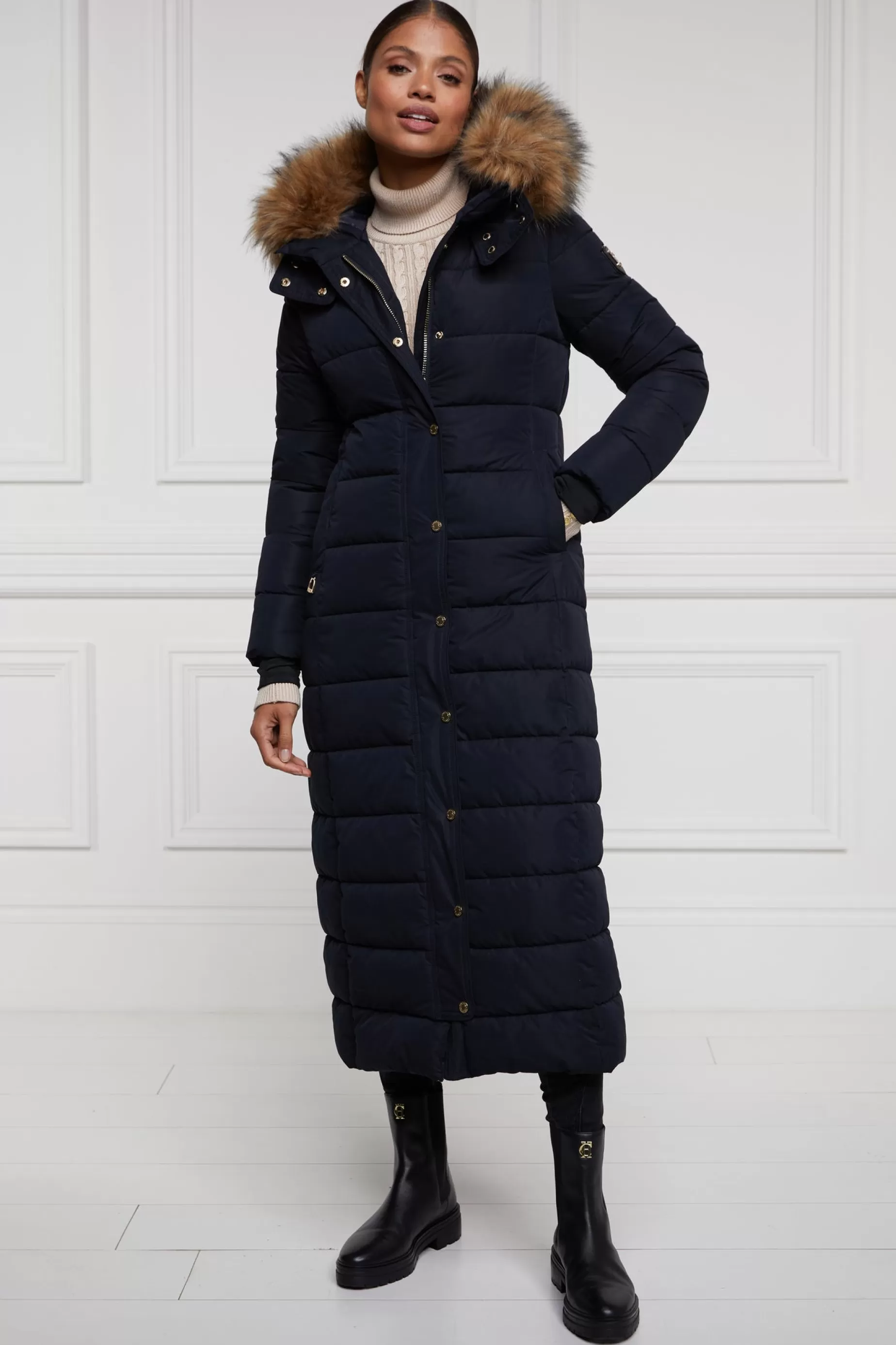 Holland Cooper Gifts For Her | Jackets>Stoneleigh Longline Coat Ink Navy