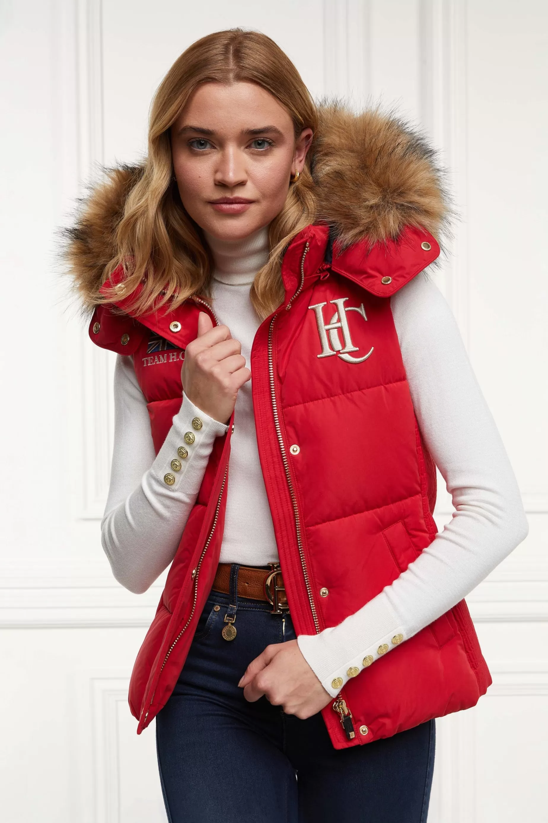 Holland Cooper Shop By Product | Team HC Clothing>Team Gilet Heritage Red