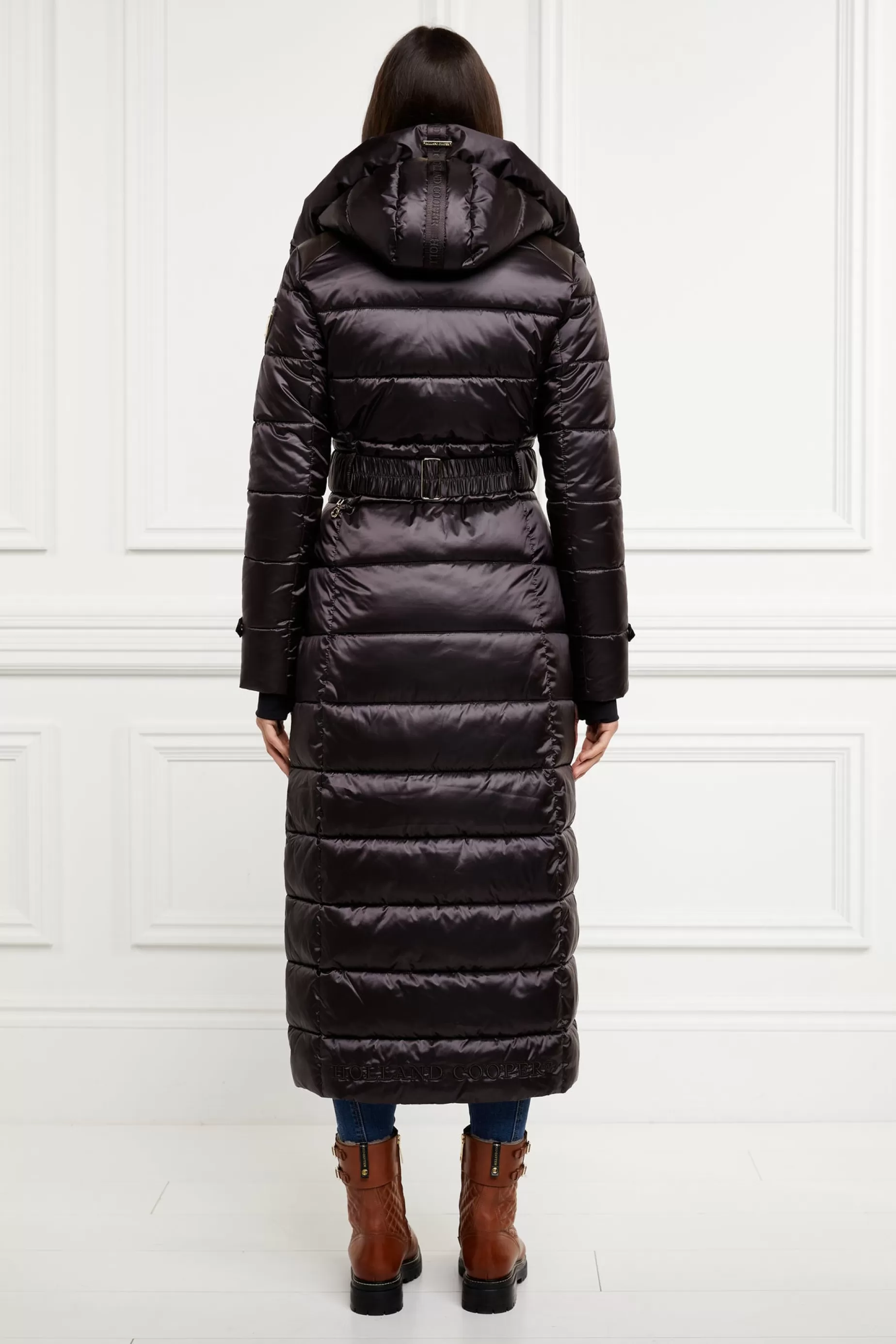 Holland Cooper Coats>The Arosa Longline Coat Chocolate