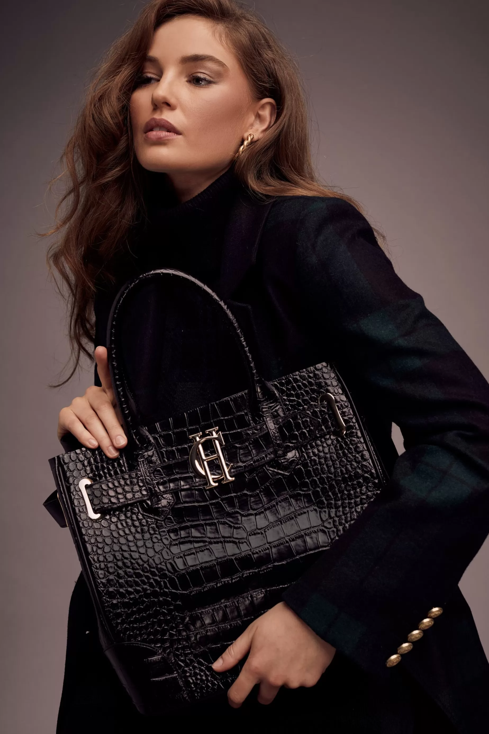 Holland Cooper The Perfect Gesture | Tote Bags>The Brompton Tote Black Croc