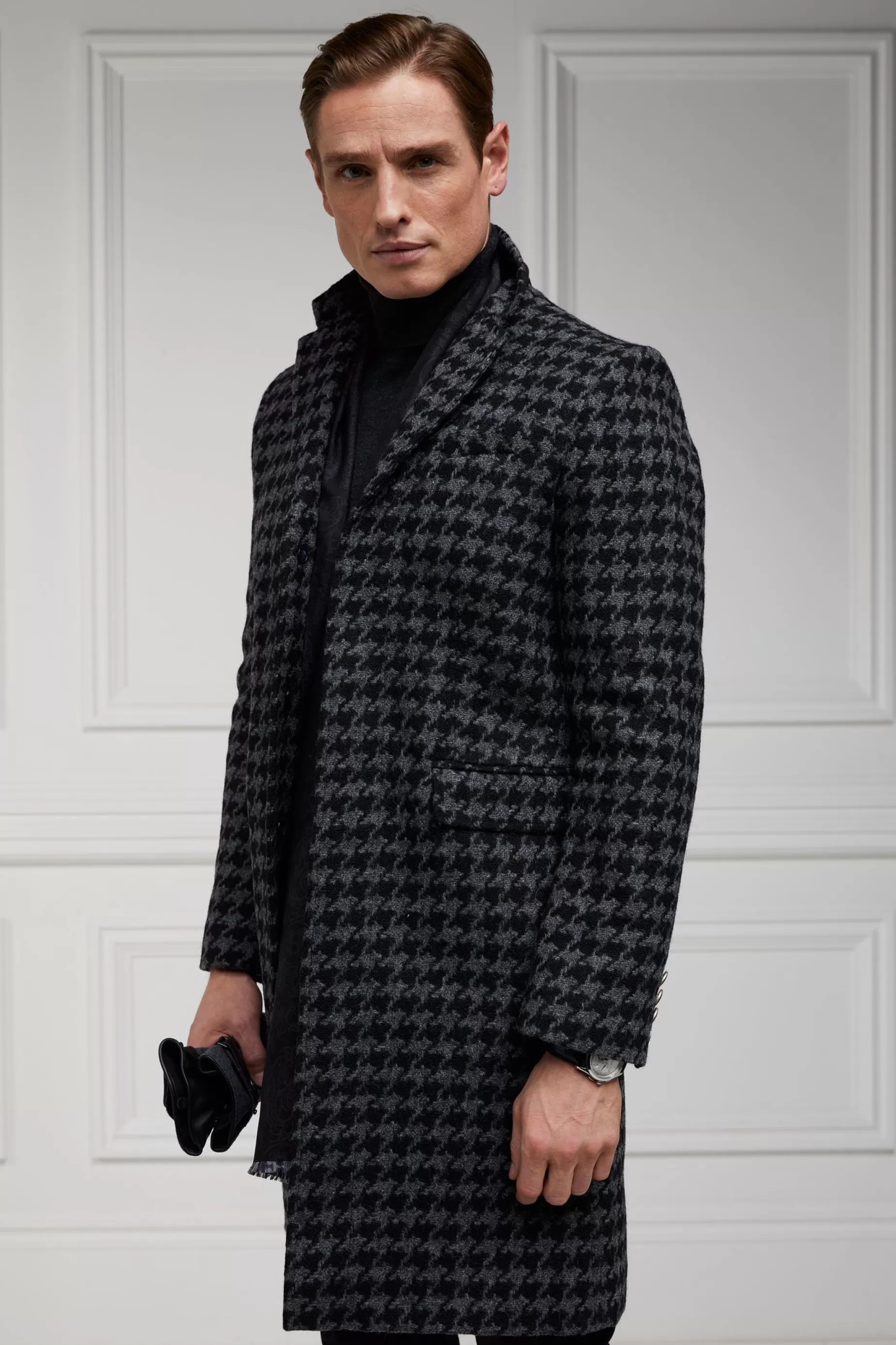 Holland Cooper Tailored Coats | Shop By Product>The Cheltenham Coat Large Scale Charcoal Houndstooth