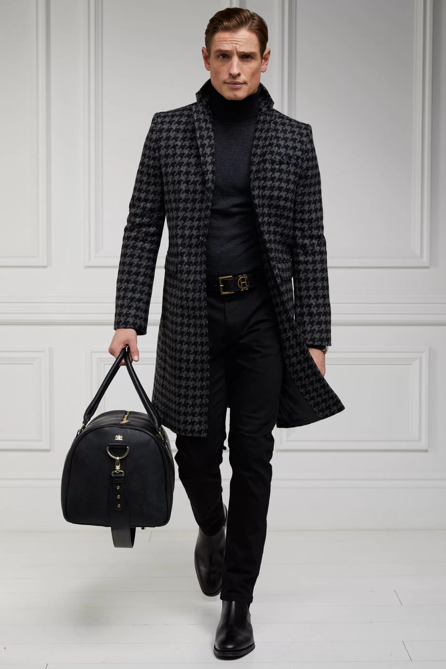 Holland Cooper Tailored Coats | Shop By Product>The Cheltenham Coat Large Scale Charcoal Houndstooth