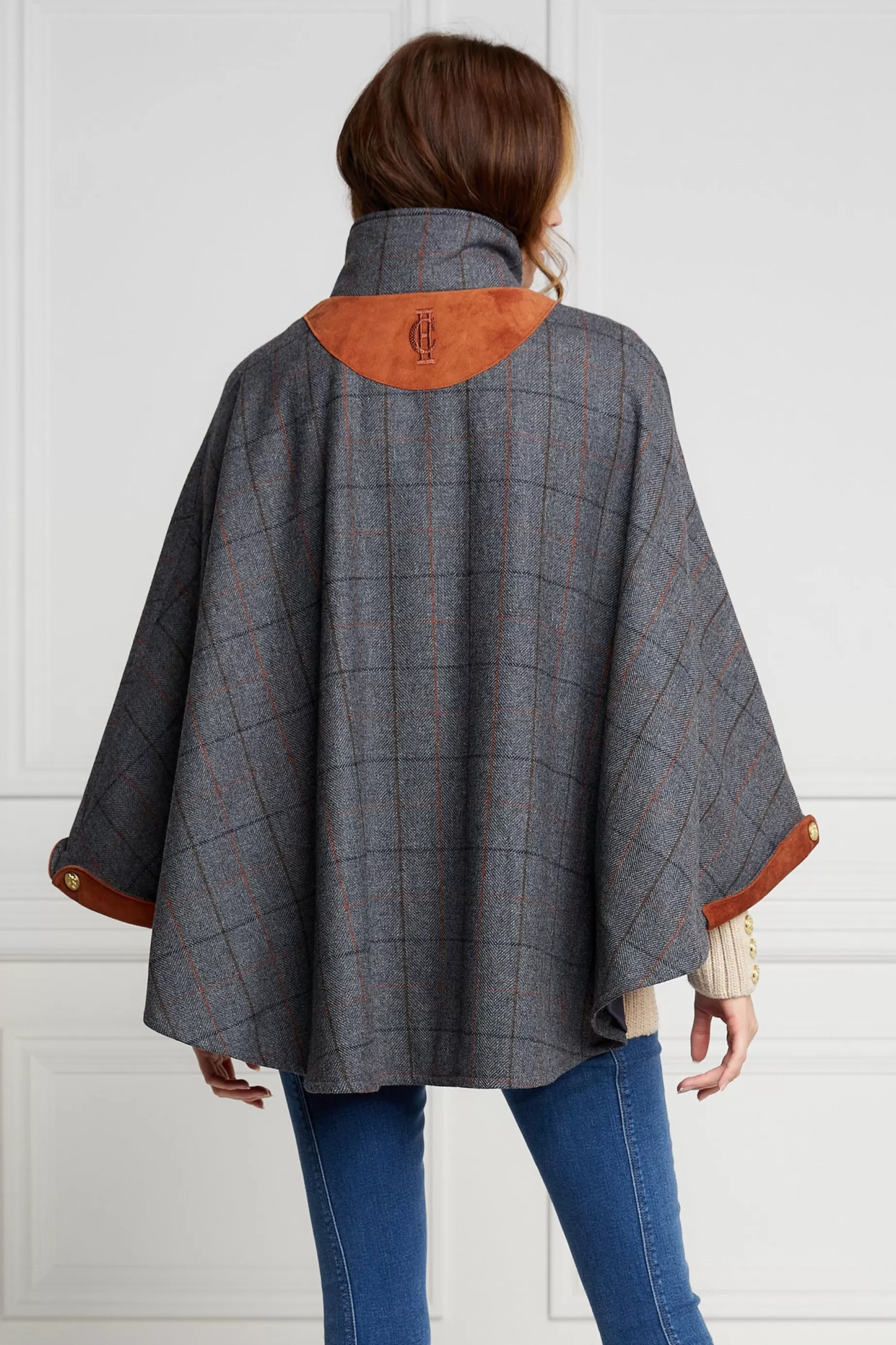 Holland Cooper Capes>The Classic Cape Mid Blue Check