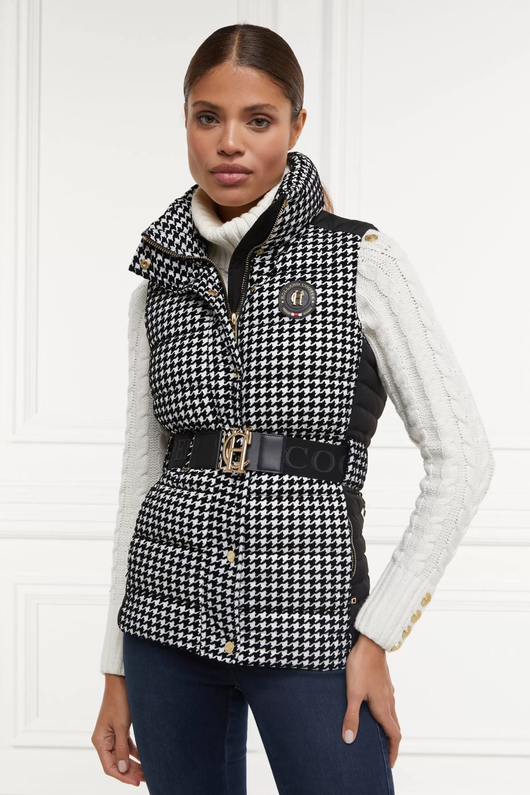 Holland Cooper Gilets>Valais Quilted Gilet Houndstooth