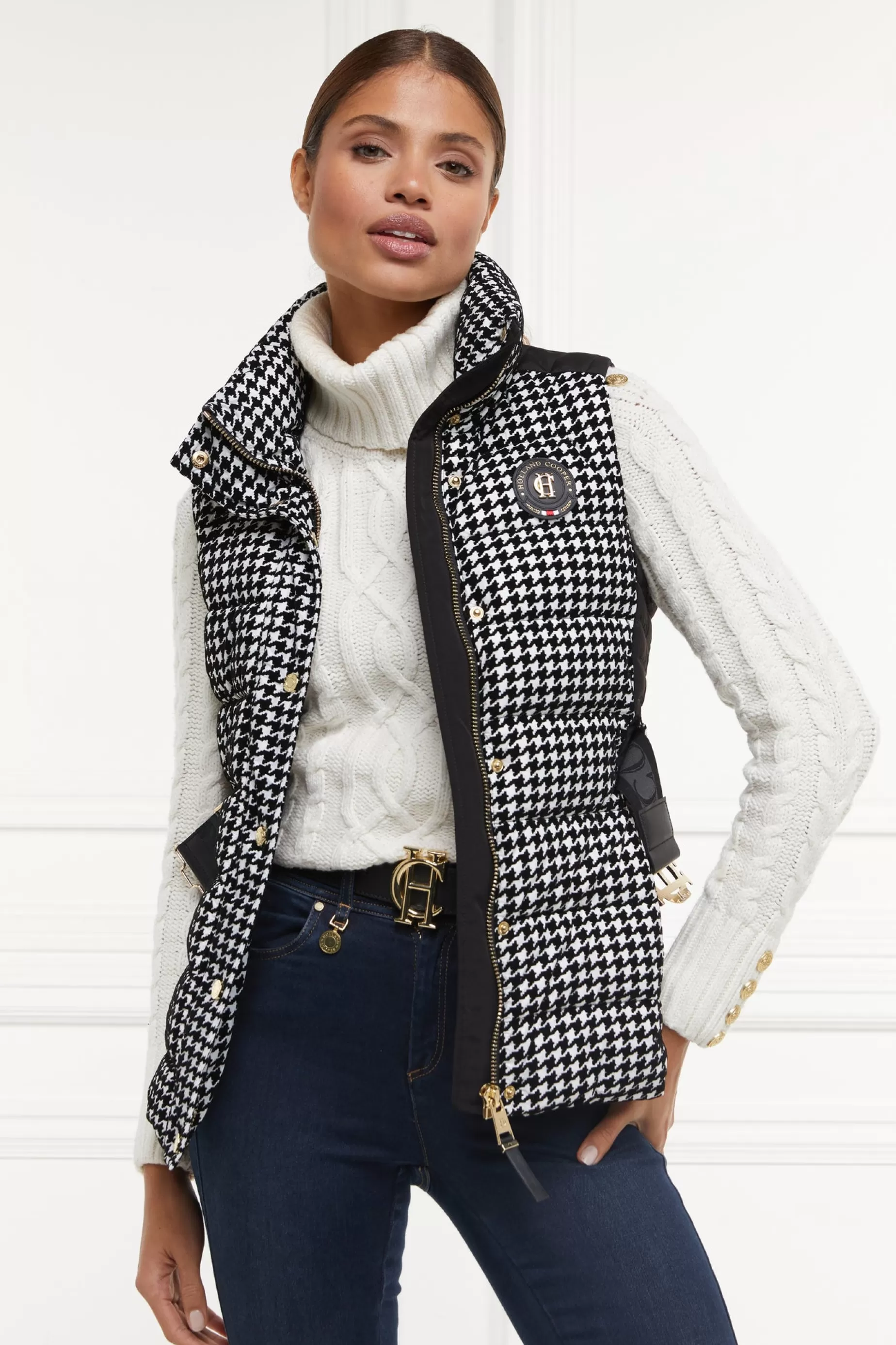 Holland Cooper Gilets>Valais Quilted Gilet Houndstooth