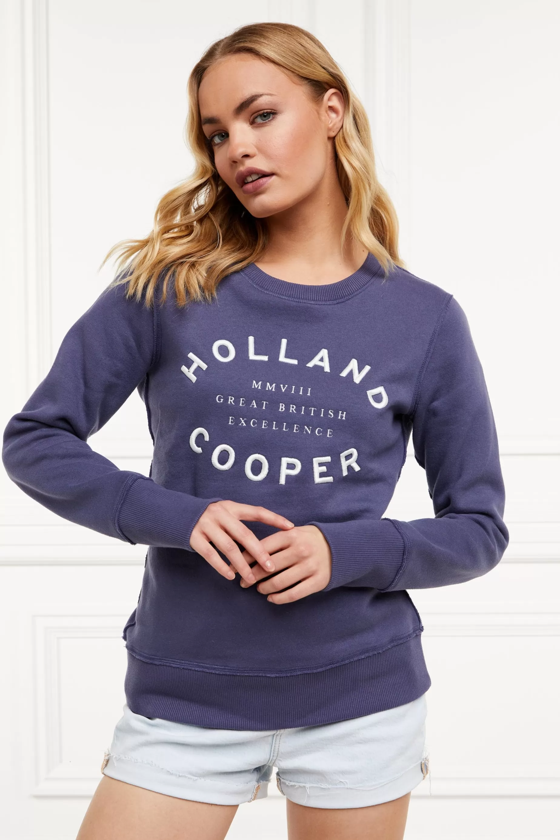 Holland Cooper Sweatshirts | Casualwear>Varsity Crew Yale Blue