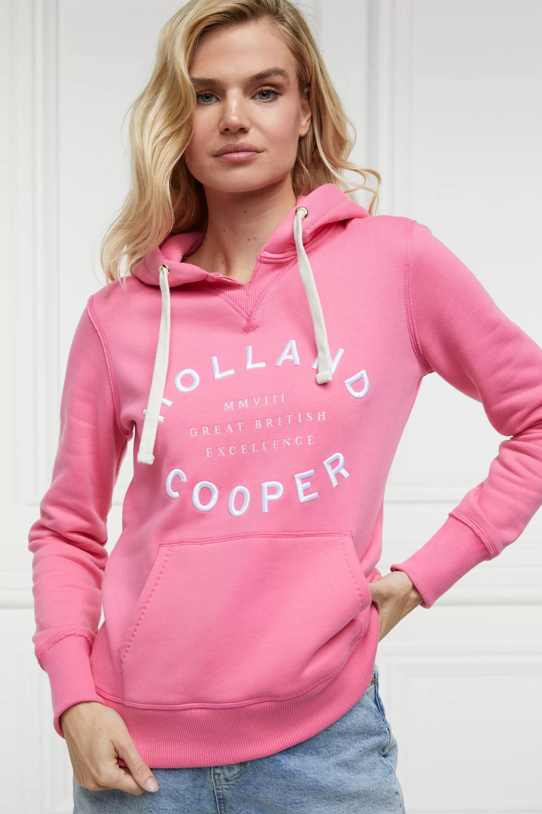 Holland Cooper Casualwear | Hoodies>Varsity Hoodie Peony Pink