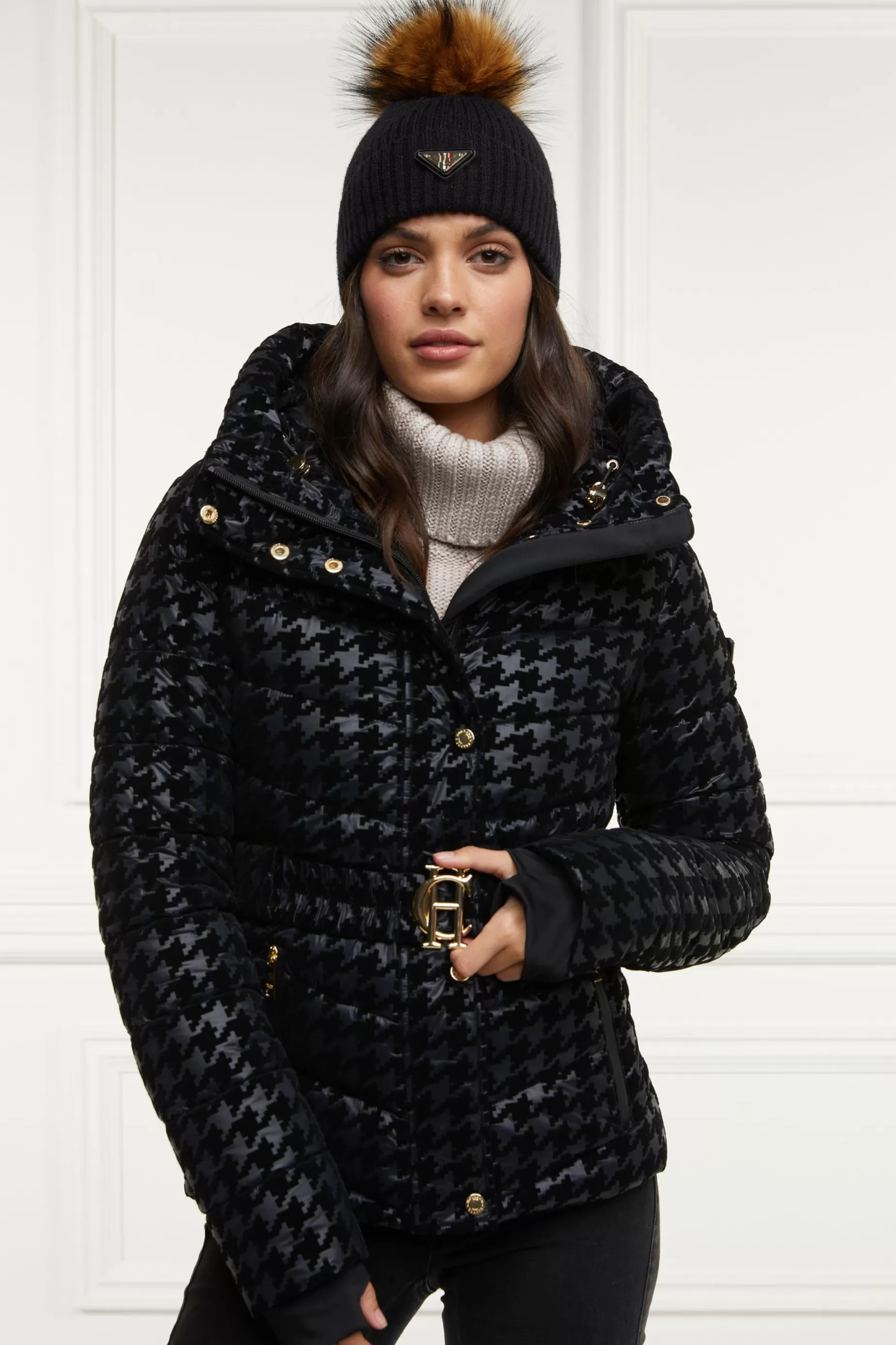 Holland Cooper Jackets>Vermont Puffer Jacket Mono Houndstooth