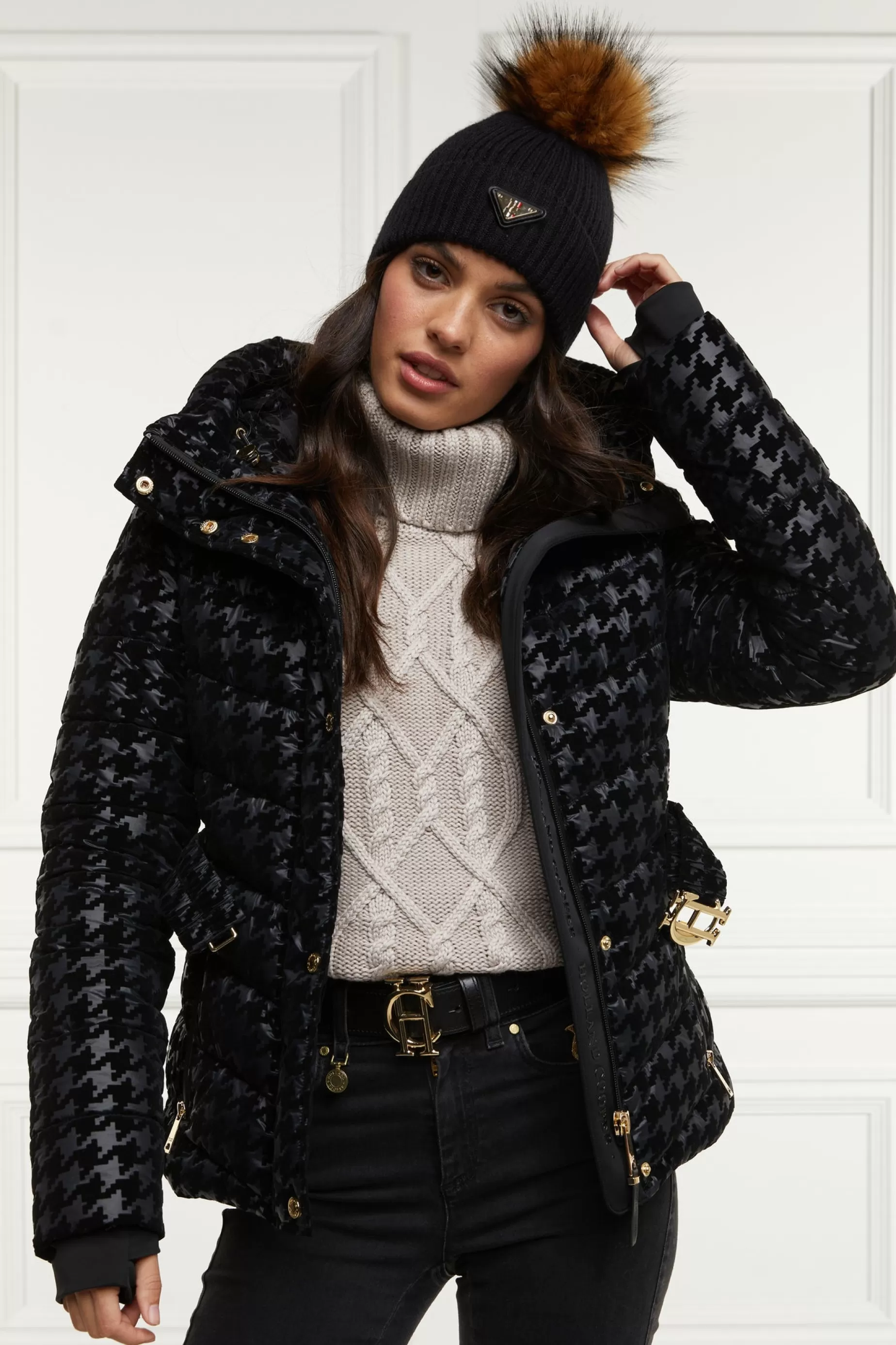 Holland Cooper Jackets>Vermont Puffer Jacket Mono Houndstooth