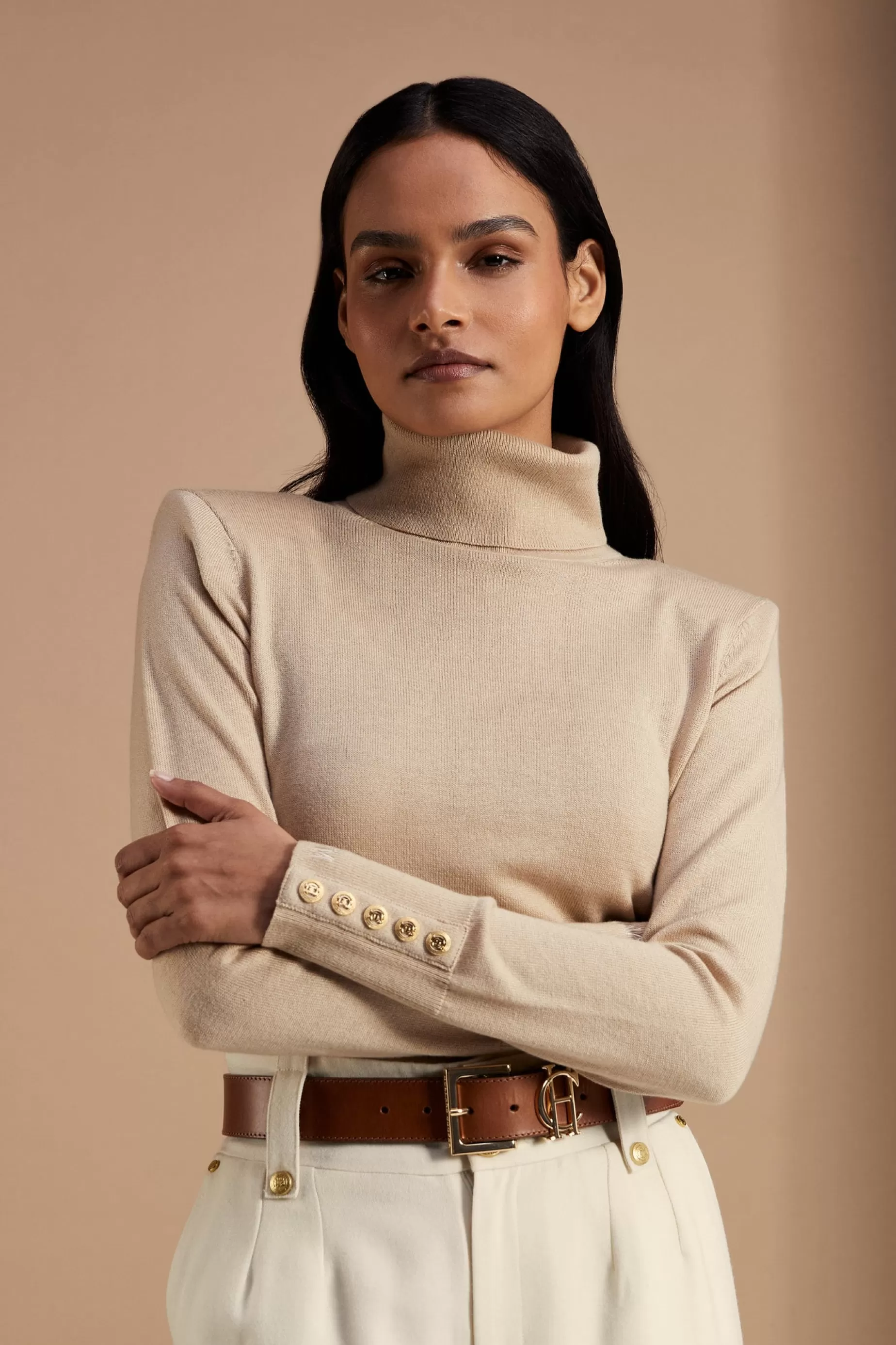 Holland Cooper Knitwear | Jade's Top Picks>Victoria Cashmere Roll Neck Stone