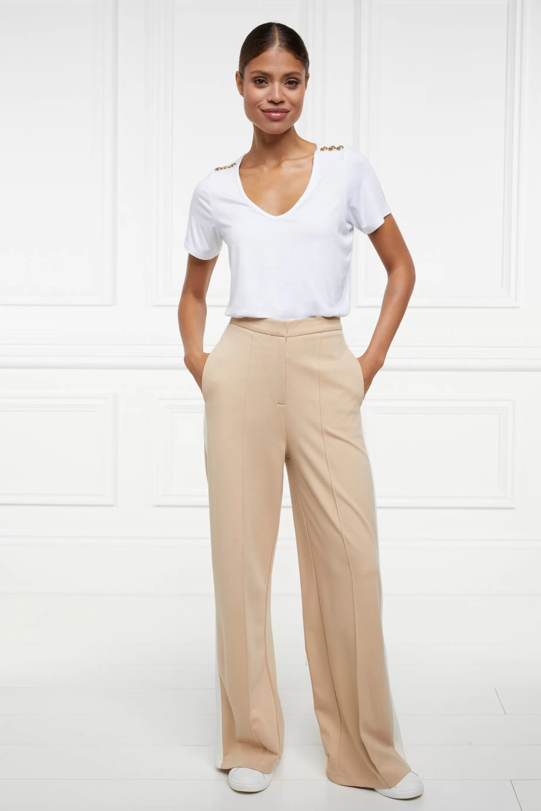 Holland Cooper Trousers>Wide Leg Pant Camel